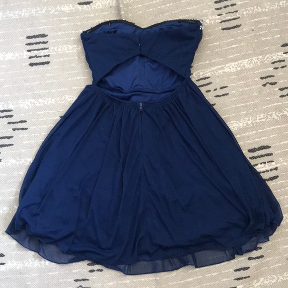 Macy’s Navy Blue Strapless Formal Dress - Picture 3 of 5